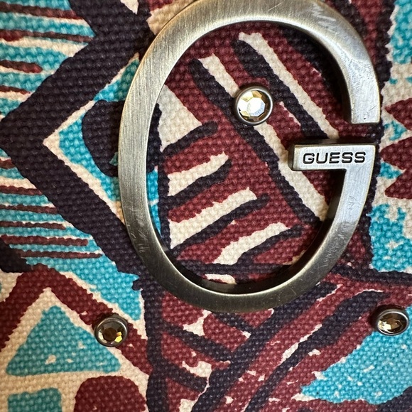 GUESS Boho Tribal Canvas Handbag - Picture 3 of 8